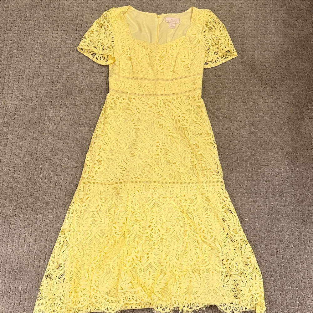 Rachel Parcell Sunny Yellow Lace Midi Dress